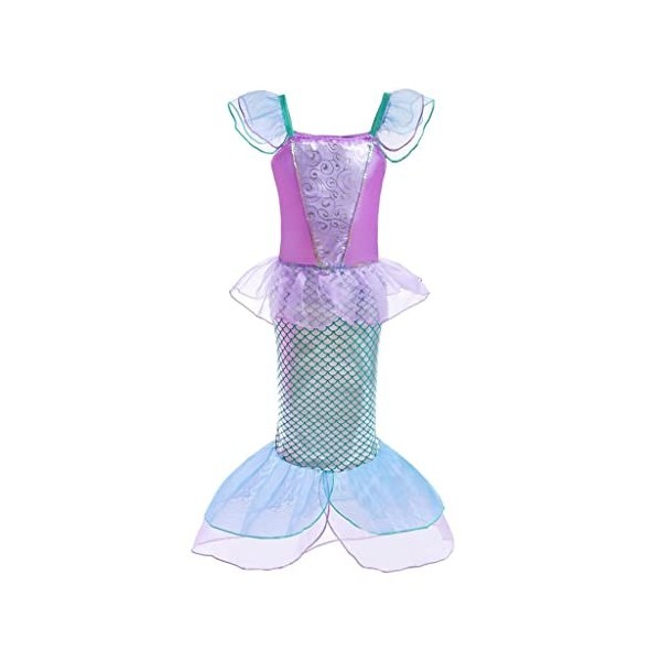 Lito Angels Deguisement Robe Princesse Ariel Costume de Sirène avec Perruque pour Enfant Fille, Taille 4-5 ans, Rose Chaud