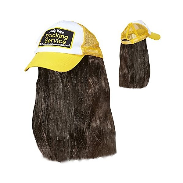 Widmann 05934 - Trucker Cap avec cheveux, Réglable, Cap, Chapeau, Coiffe, Accessoire, Fête à thème, Carnaval