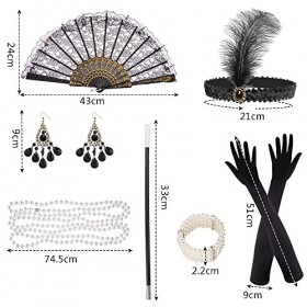HIQE-FL 8 pièces 1920 Déguisement Charleston,1920 Accessoires Années Halloween,Accessoires Gatsby Costume,Gatsby Costume Set,