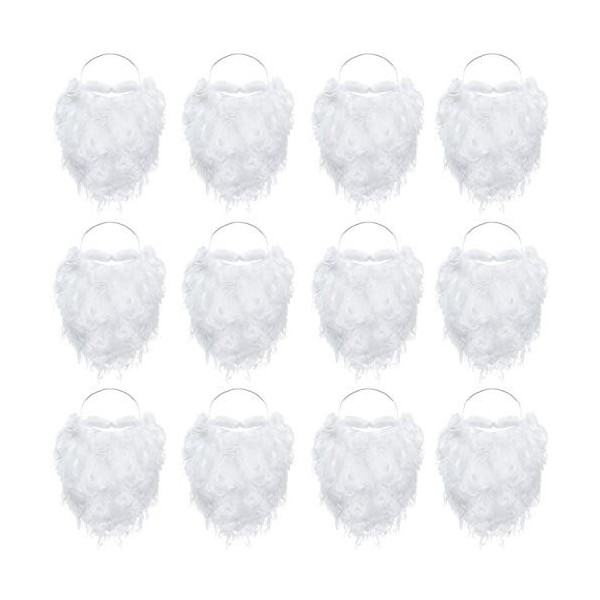 12 Pièces Drôles Père Noël Barbe Costume Fausse Barbe Blanche Noël Père Noël Barbe Accessoires de Costume pour Garçons Filles