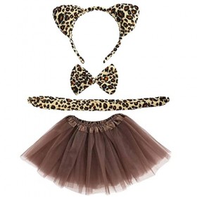 YeahBoom Lot de 4 costumes danimaux pour femme, costume danimal pour carnaval, jupe tutu pour enfants avec accessoires, cos