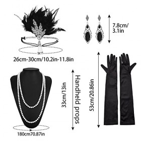 VIKSAUN 5 Pièces 1920 Accessories, Années 20 Accessoires Gatsby Costume Set, Bandeau Flapper, Gatsby Femme, Charleston Access