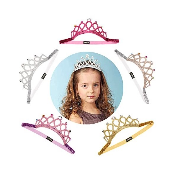 5 Pièces Couronne De Princesse, Coiffe De Princesse, Enfants Couronne Brillante, Pour Séries De Jeux De Rôle, Filles, Aux Acc