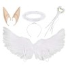 BARVERE Ailes Dange, Ailes Dange Femme et Fille 60cm, 3 Pcs Costumes de Déguisement Ange, Costume de Fête pour des Séances 