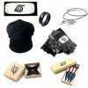 Yoeaiwoas Cosplay Accessoires de Déguisement Anime Konoha Bandeau Kakashi Masque Gants Anneaux Collier Pendentif Jouet en Pla