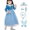 IWEMEK Déguisement Reine des Neige Robe Princesse Anna Elsa Costume avec Accessoires Enfant Fille Anniversaire Noël Halloween