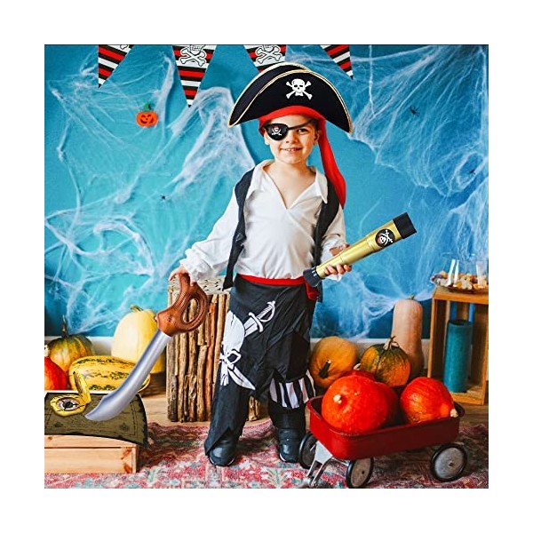 JeVenis costume de garçon pirate accessoires pirates pour enfants costume du capitaine pirate chapeau pirate eye cover pirate