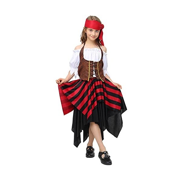 Metaparty Costume Pirate Enfant Déguisement Boucanier Fille Accessoires Pirate Serre-Tête Halloween Carnaval Cosplay Dress Up