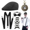 Aurasky Accessoires pour Homme Années 20, Costume Mafia avec Chapeau Nœud Papillon Montre de Poche, Accessoire Gangster Vinta