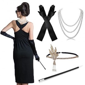 BIRLON 1920s Accessoires de Déguisement, 20s Flapper Headpiece Charleston Déguisements Accessoires Bandeau en Plumes Noir 2 