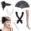 BIRLON 1920s Accessoires de Déguisement, 20s Flapper Headpiece Charleston Déguisements Accessoires Bandeau en Plumes Noir 2 