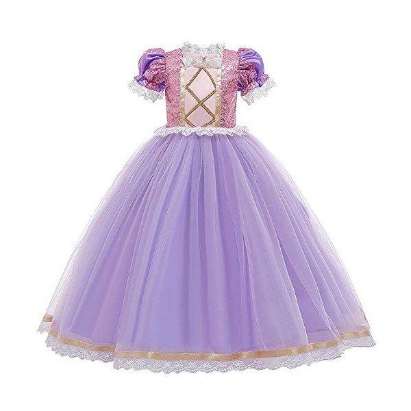 IWEMEK Enfants Déguisements Filles Raiponce Robe de Princesse Longue en tulle + Accessoires Ensemble Conte De Fées Cosplay Ha