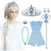 Vicloon Princesse Accessoires pour Costume dElsa, Accessoires de Jeux de Rôle pour Enfants, Perruque/Bague/Boucles doreille
