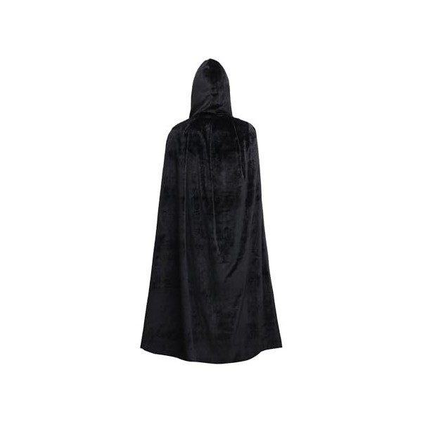 Topways® Cape noire avec capuche pour enfants, 1,5 m, noir, déguisement de fête, accessoire pour Halloween, cosplay pour enfa