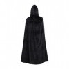 Topways® Cape noire avec capuche pour enfants, 1,5 m, noir, déguisement de fête, accessoire pour Halloween, cosplay pour enfa