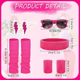 MengQiLe Déguisement Année 80 Accessoire,Femme Années 80 Ensemble avec Sac Banane,Jambières,Bandeau,Bracelets, Boucles dorei