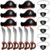 Giaonlgy 18 Pièces Ensemble Pirate Enfant,Déguisement de Pirate Accessoires,Party Costume de Pirate avec Chapeau, Epée Gonfla