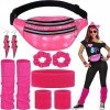 Tashce 10pcs Déguisement Année 80 Accessoire Femme, 80s Disco Costume Vetement Fête Néon Tutu Fluo, Accessoire Fluo Sac Banan