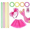 HG POWER Années 80 Accessoires De Costume Pour Ensemble Déguisement Rose Femme Tutu Bandeau Noeud Colliers Bracelets Gants Bo