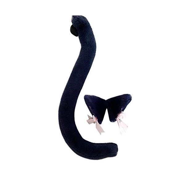 ONECHANCE Animal Ensemble Oreilles Et Queue De Chat Tenue Accessoire pour Déguisement Fox Color Bleu Size One Size