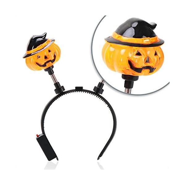 com-four® 2x serre-tête Halloween citrouille avec lumière LED - serre-tête comme accessoire de déguisement pour soirées à thè