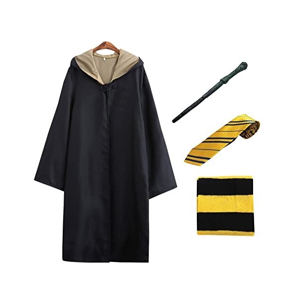 Lito Angels Deguisement Sorcier per Enfant, Ensemble de Costumes Cape avec Lunettes, Baguette Magique, Écharpe et Cravate T