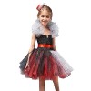 IWEMEK Déguisement Cruella Enfant Fille 101 Dalmatien Costume sans manches tricoté Tutu robe avec perruque gants accessoires 