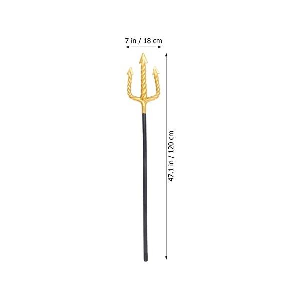 CLISPEED Costume de Roi Trident 47 Pouces Accessoire Trident Doré Halloween Trident en Plastique Détachable 4 Sections Triden