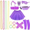 Victse Déguisement Annees 80 Accessoire, Femme Année 80 Costume Fille Déguisement Disco, Tutu Fluo, Sac Banane, Lunette, Band