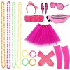 Victse Déguisement Annees 80 Accessoire, Femme Année 80 Costume Fille Déguisement Disco, Tutu Fluo, Sac Banane, Lunette, Band