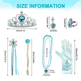 7 Pièces Princesse Accessoires Pour Costume dElsa, Accessoires Elsa, Accessoire Reine des Neiges Enfan, Accessoires Deguisem