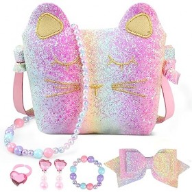 BIQIQI Sac à Main pour Enfants Filles Briller Licorne Sac à Main Bijoux Cadeaux Fête Déguisement Accessoires Cadeaux pour Enf