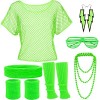 YADODO Deguisement Annee 80 Femme Accessoire Fluo avec Shirt Resille,Jambiere Fluo,Bandeau,Déguisement Année 80 Femme Accesso