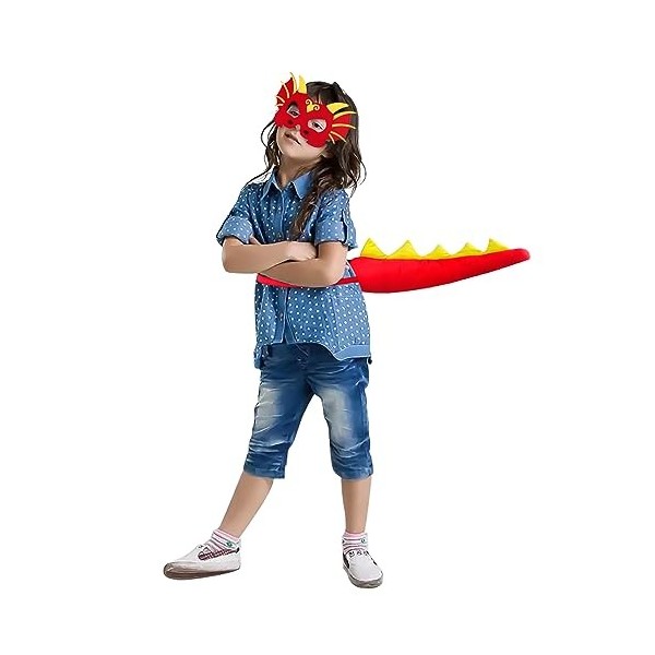 OhMill Set de Dinosaures Masque de Dragon et Queue de Dragon pour Enfants Costume de Dragon Personnalité Accessoires d’Hallow