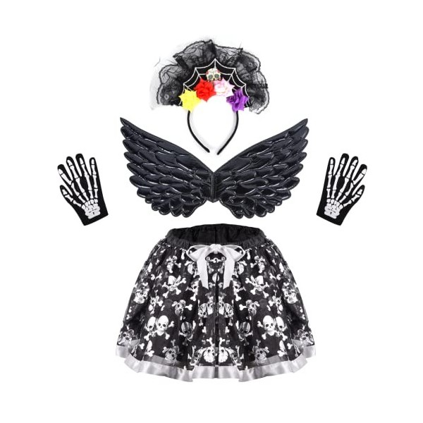 Ulikey Déguisement Papillon Enfant, Deguisement Fee Fille Carnaval avec Jupe en Tulle, Ailes, Baguette Magique Diadème, Degui