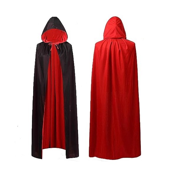 Ding Yongliang Cape à Capuchon ，Réversible Noir Rouge Accessoire de Cosplay pour Adulte/Enfant Unisexe Déguisement Halloween 