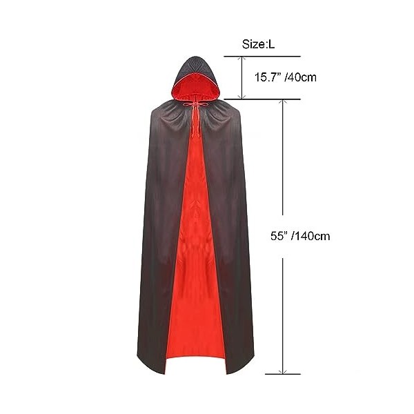 Ding Yongliang Cape à Capuchon ，Réversible Noir Rouge Accessoire de Cosplay pour Adulte/Enfant Unisexe Déguisement Halloween 