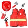 Dicetris Déguisement Pompier | Kit dJeu rôle Pompier | Tenue Jeu Simulation Pompier avec Outils et Accessoires Sauvetage