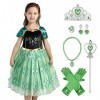 IWEMEK Filles Déguisements Princesse Anna Robe + Accessoires Reine des Neige 2 Costume de Carnaval Halloween Noël Robes de fê