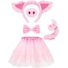 Ensemble de Costume de Cochon Oreilles Nez Queue de Porc Nud Papillon Jupe Tutu Accessoires de Kit de Déguisement Animal pour