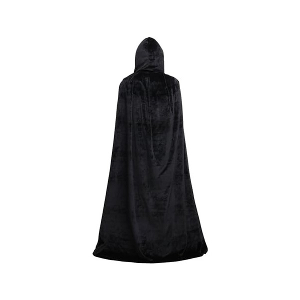 Topways® Cape noire à capuche en velours pour enfants, accessoire de déguisement pour Halloween, cosplay, fête de 10 à 16 ans