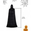 Topways® Cape noire à capuche en velours pour enfants, accessoire de déguisement pour Halloween, cosplay, fête de 10 à 16 ans