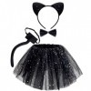 Spooktacular Creations Costume de chat noir pour enfant avec tutu, bandeau, collier et queue, kit daccessoires de cosplay de