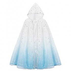 XEPST Encapuchonné Cape Princesse Déguisement Princesse Fille, Bleu Cape Princesse Halloween Costume Accessoires Princesse Ca