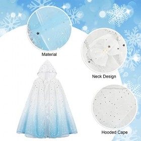 XEPST Encapuchonné Cape Princesse Déguisement Princesse Fille, Bleu Cape Princesse Halloween Costume Accessoires Princesse Ca