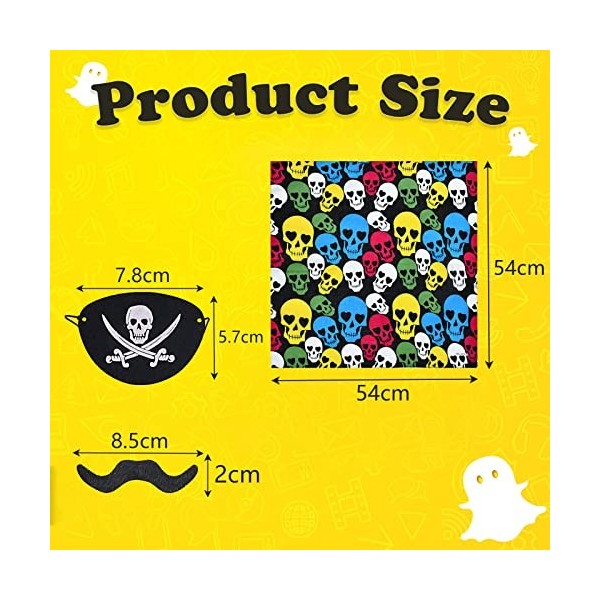 36 Pièces Pirate Accessoires Set, lot Bandana Pirate, Pirates Enfants Jeu de Rôle Pirate,pour Le Carnaval De Halloween et La