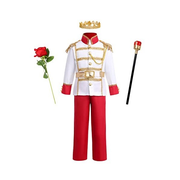 Déguisement Prince Roi Charmant pour Enfants Garçons Jeu de rôle Cosplay Carnaval Halloween Habiller Fête Noël Haut Pantalon 