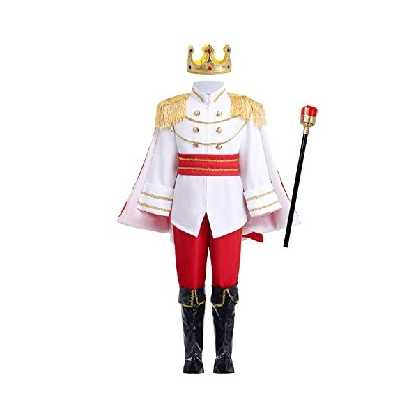 Déguisement Prince Roi Charmant pour Enfants Garçons Jeu de rôle Cosplay Carnaval Halloween Habiller Fête Noël Haut Pantalon 