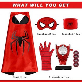 Amycute Déguisement Super Héros Costume Halloween Enfant Jouet Super Héros Accessoires Cape Lanceur de Toile Bracelet Gant Ma