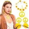 JeVenis accessoires hippie turquoise pour femmes collier signe de paix bandeau boho retro daisy accessoires hippie 70s lunett